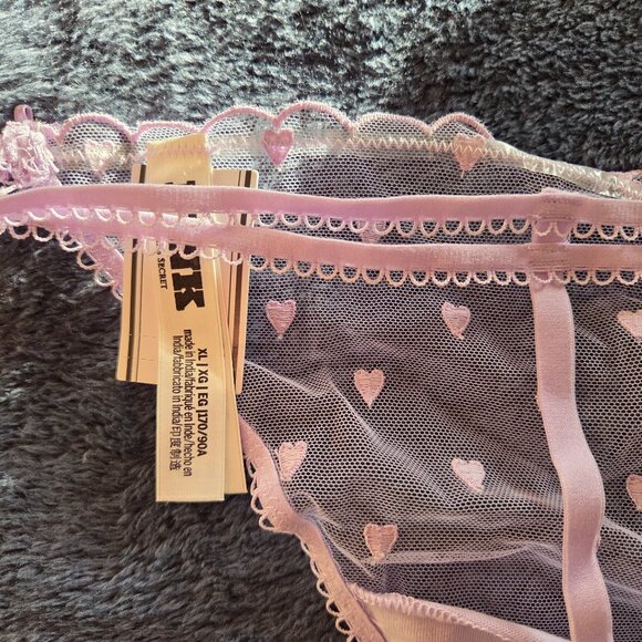 Victoria's Secret Pink! Light purple Wink double strap mesh V-string Panties XL - Picture 4 of 4